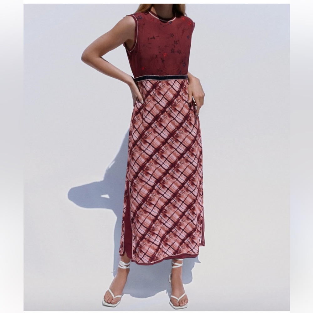 ZARA NWT LIMITED EDITION CONTRASTING PRINT DRESS SIZES XS